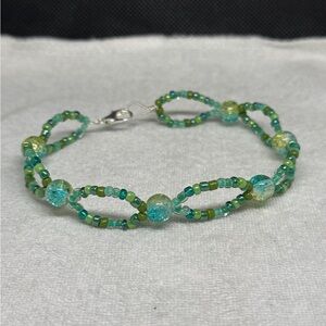 Chic Blue and Green Beaded Bracelet